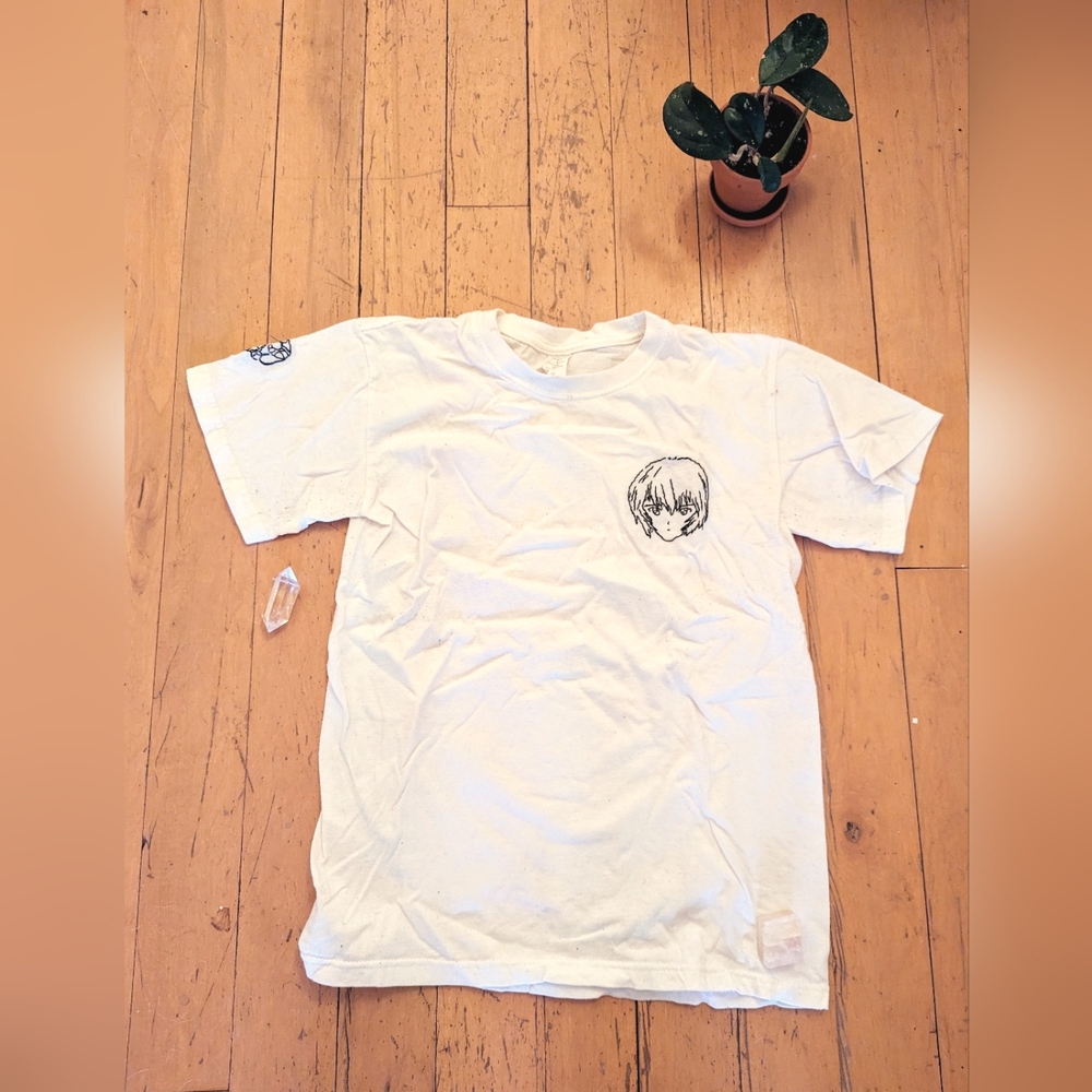 Neon Genesis Evangelion Ayanami Rei custom embroidered white t-shirt, size small
